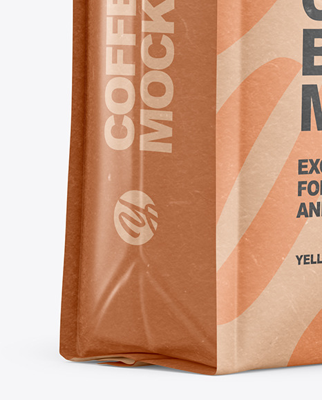 Kraft Coffee Bag Mockup   Halfside View PSD #1