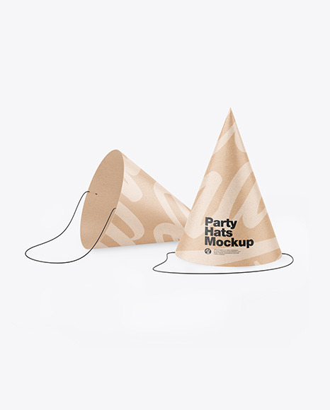 Two Kraft Party Hats Mockup