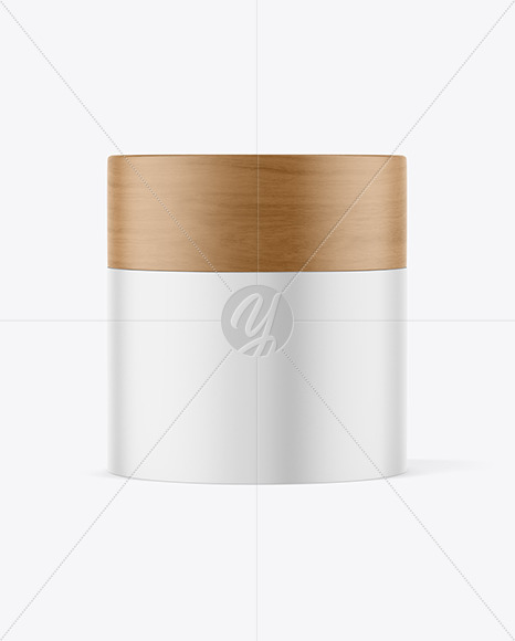Matte Cosmetic Jar with Wood Cap Mockup PSD #3