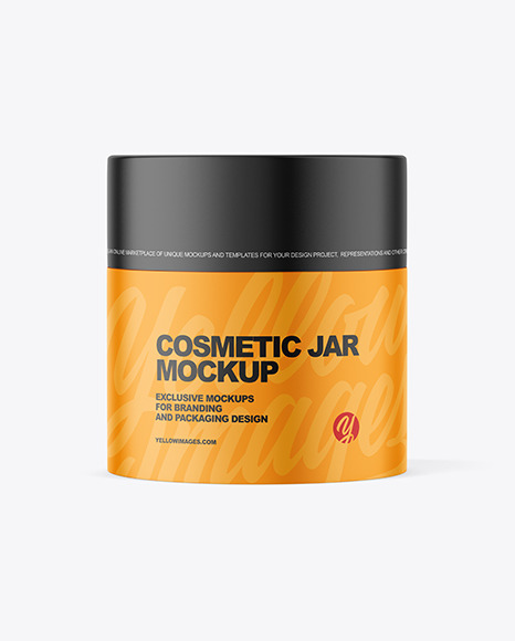 Matte Cosmetic Jar with Wood Cap Mockup PSD #6