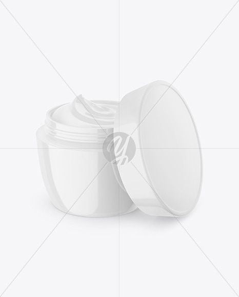 Half Opened Cosmetic Cream Jar Mockup PSD #1