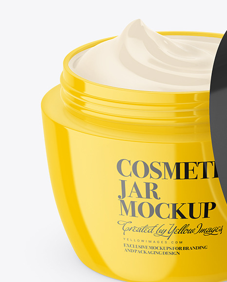 Half Opened Cosmetic Cream Jar Mockup PSD #3