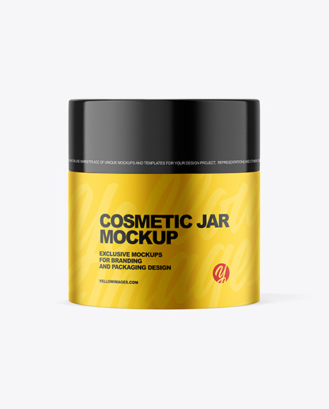 Metallic Cosmetic Jar with Wood Cap Mockup PSD #6