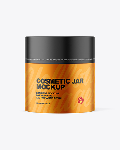 Metallic Cosmetic Jar with Wood Cap Mockup PSD #7