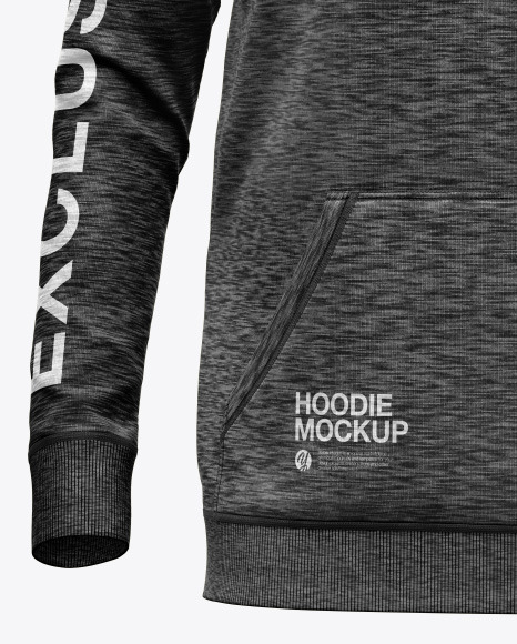 Melange Hoodie Raglan w pocket Mockup PSD #1