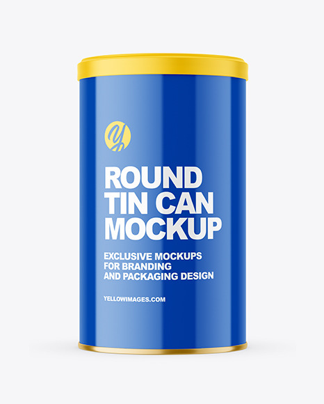 Round Tin Can w/ Glossy Finish Mockup