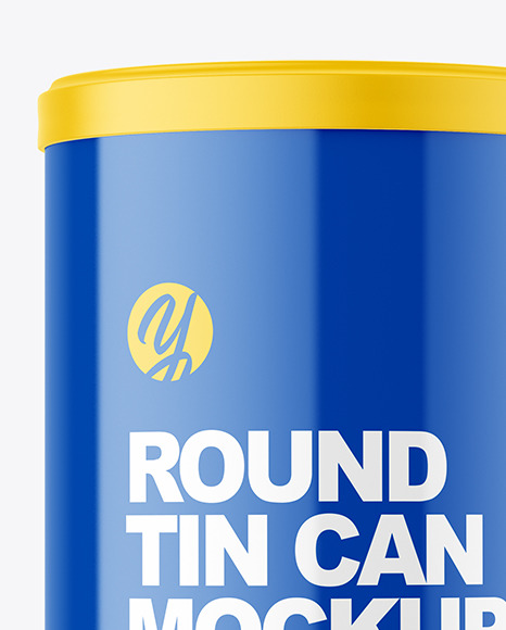 Round Tin Can w  Glossy Finish Mockup PSD #2