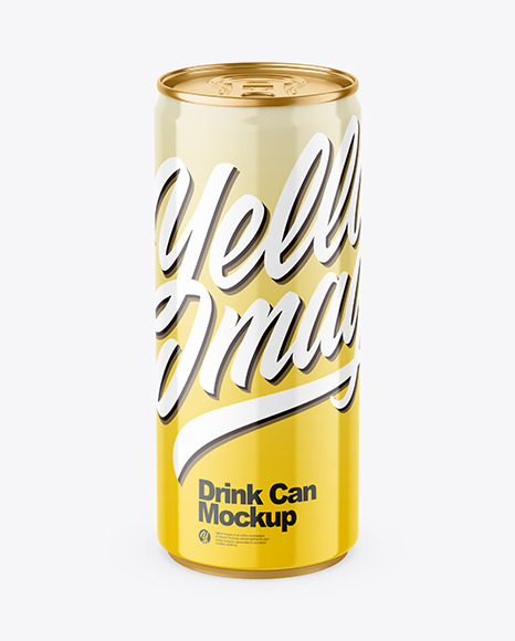 Metallic Drink Can w/ Glossy Finish Mockup