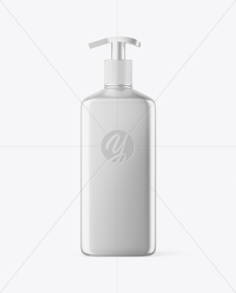 Metallic Square Bottle With Pump Mockup PSD #3