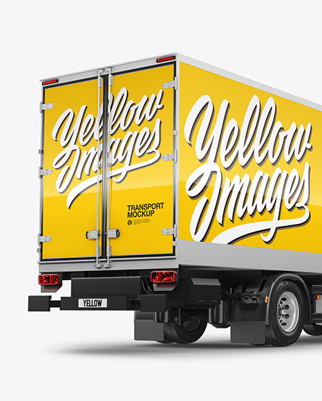 Box Truck Mockup   Back Half Side View PSD #2