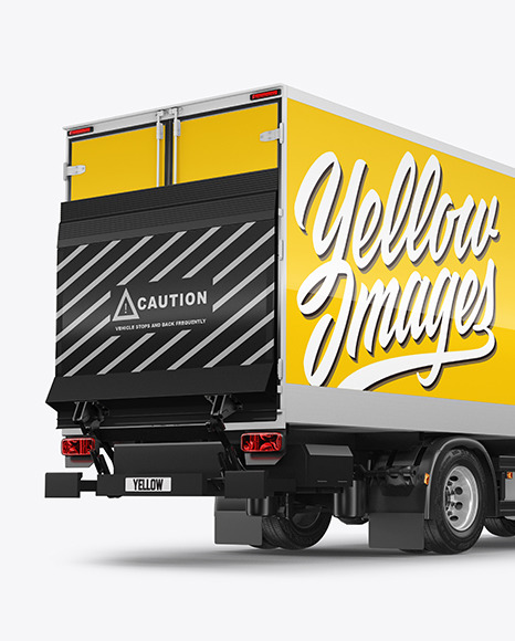 Box Truck Mockup   Back Half Side View PSD #1