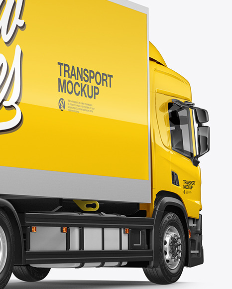 Box Truck Mockup   Back Half Side View PSD #6