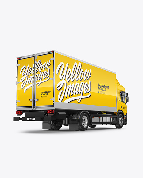 Box Truck Mockup   Back Half Side View PSD #7