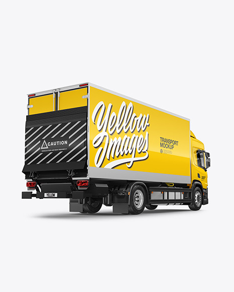 Box Truck Mockup - Back Half Side View