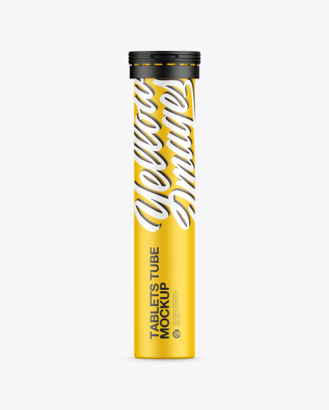 Matte Plastic Effervescent Tablets Tube Mockup