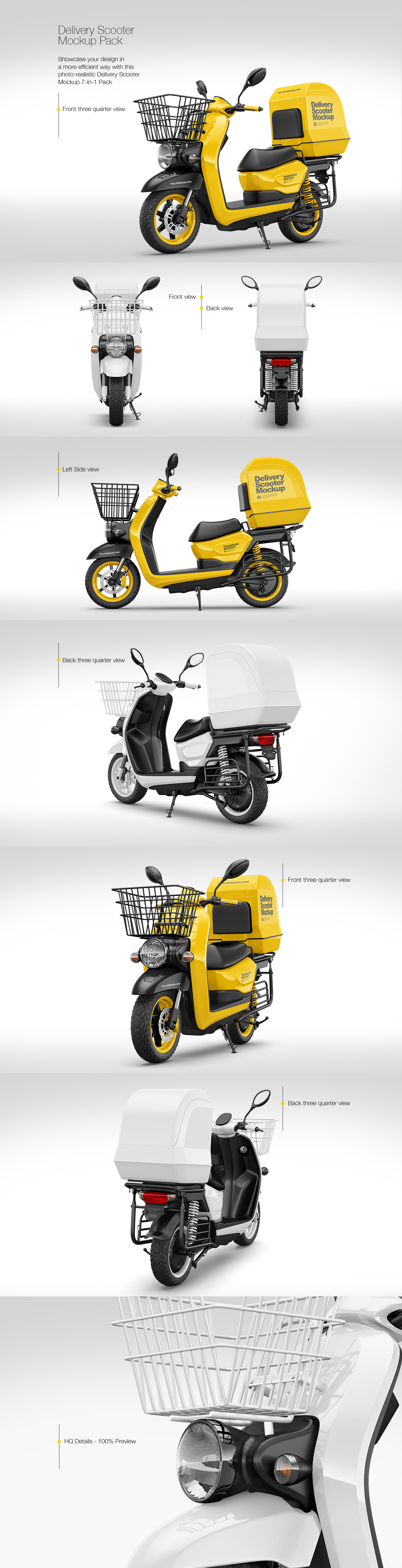 Delivery Scooter Mockup Pack on Yellow Images Creative Store