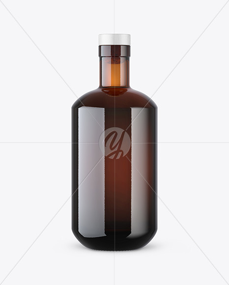 Amber Glass Bottle with Wooden Cap Mockup PSD #3
