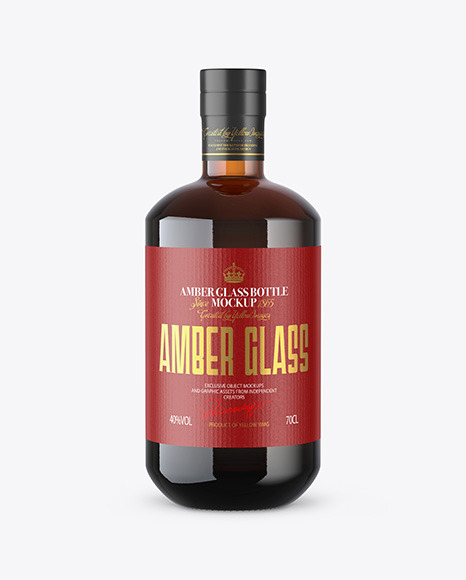 Amber Glass Bottle with Wooden Cap Mockup