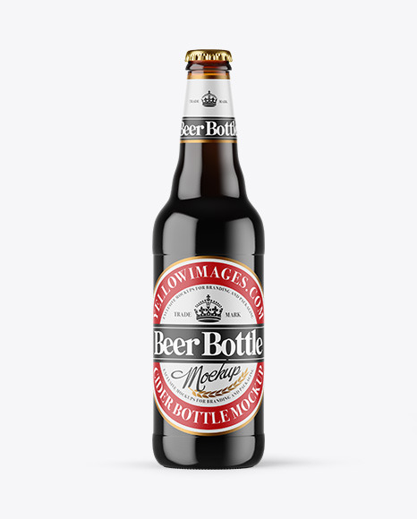 Amber Glass Dark Beer Bottle Mockup