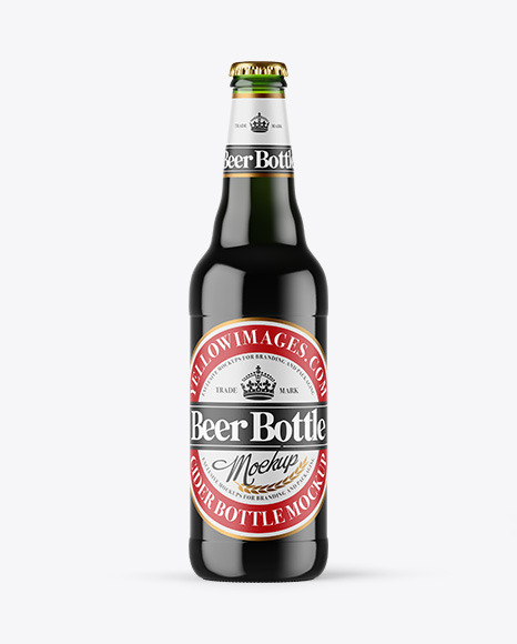 Green Glass Dark Beer Bottle Mockup
