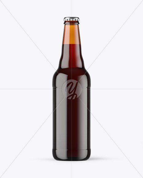 Amber Glass Bottle With Red Ale Mockup PSD #1