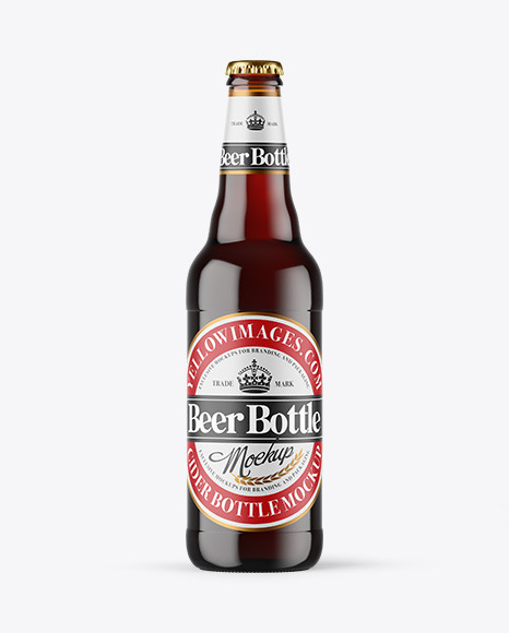 Amber Glass Bottle With Red Ale Mockup PSD #2