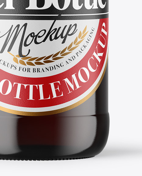 Amber Glass Bottle With Red Ale Mockup PSD #5