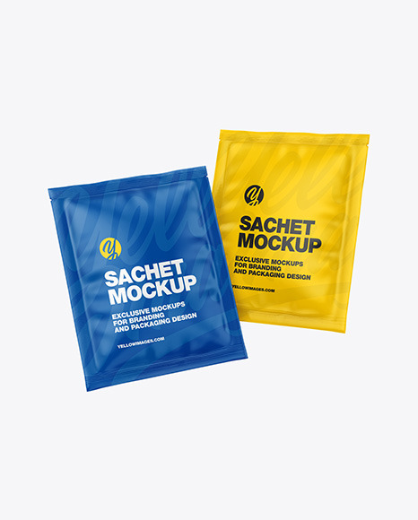 Two Glossy Sachets Mockup PSD #2