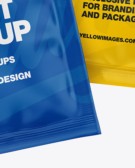 Two Glossy Sachets Mockup PSD #4