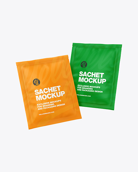 Two Matte Sachets Mockup PSD #2