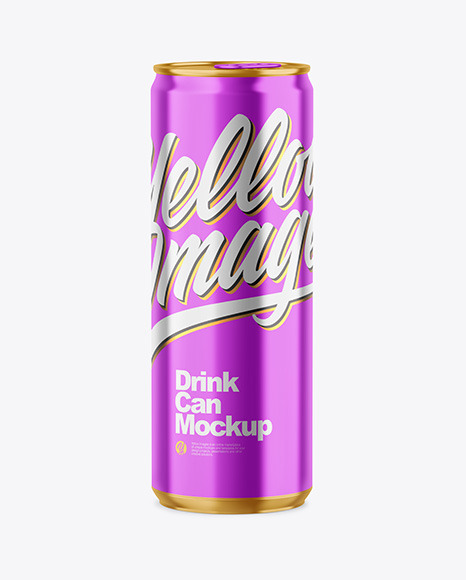 355ml Glossy Metallic Drink Can Mockup PSD #2