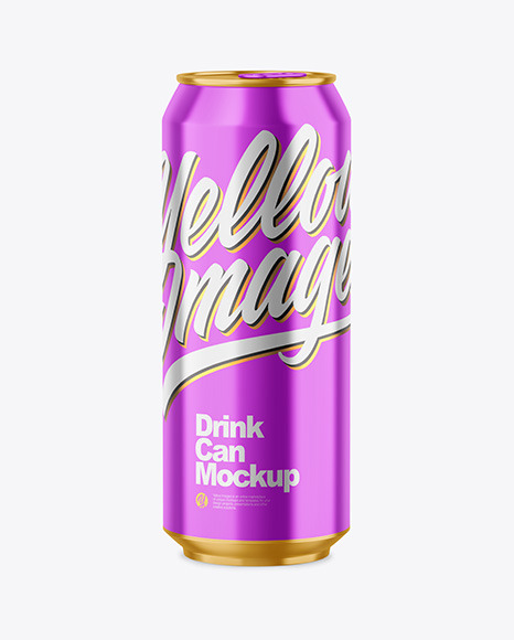 500ml Glossy Metallic Drink Can Mockup PSD #2