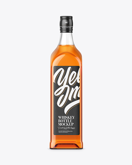 Clear Glass Whiskey Bottle Mockup
