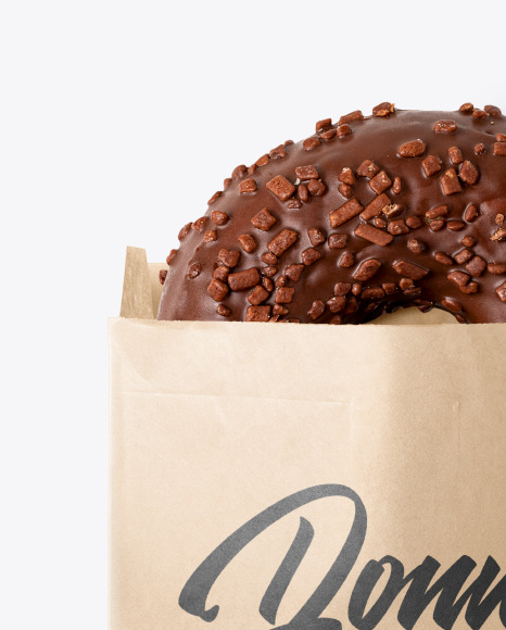 Kraft Paper Bag with Donut Mockup PSD #2