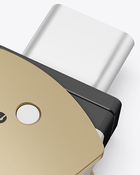 Metallic USB Type C Flash Drive Mockup PSD #2