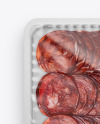 Plastic Tray With Matte Film & Sliced Bresaola Sausage Mockup