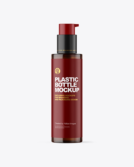 Amber Cosmetic Bottle with Pump Mockup 100 ml bottle 84608