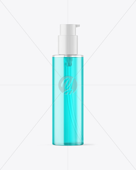 Color Liquid Cosmetic Bottle with Pump Mockup PSD #1