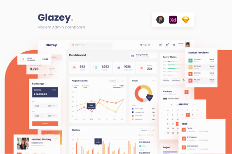 Glazey - Sweet Orange Candy Modern Admin Dashboard