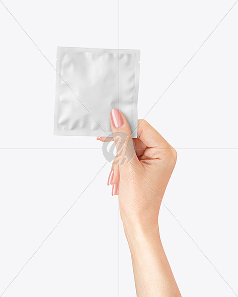 Matte Sachet Mockup in a Hand Mockup PSD #3