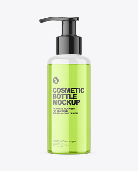 Clear Plastic Bottle with Pump Mockup