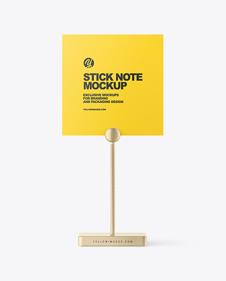 Stick Note With Metallic Table Holder Mockup PSD #4