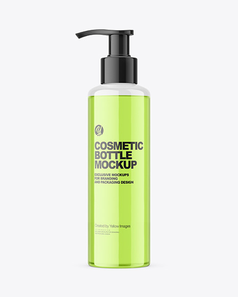 Clear Plastic Bottle with Pump Mockup