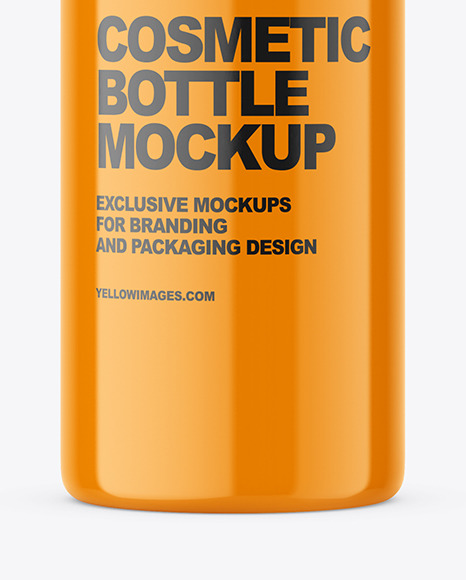 Glossy Cosmetic Bottle with Pump Mockup PSD #6