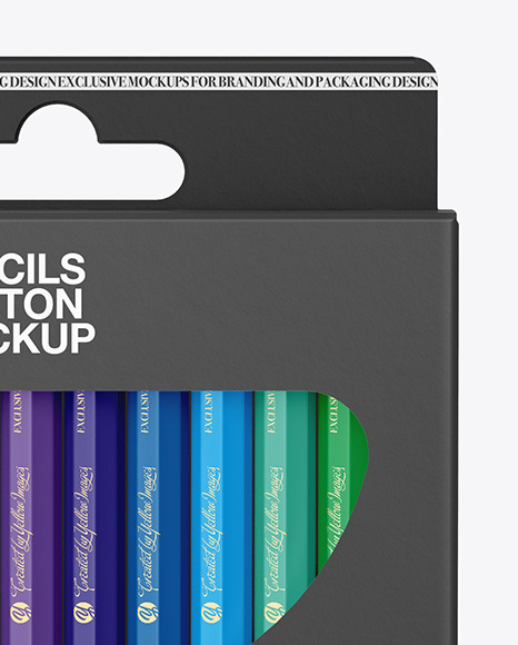 Pencils Carton Pack Mockup PSD #1