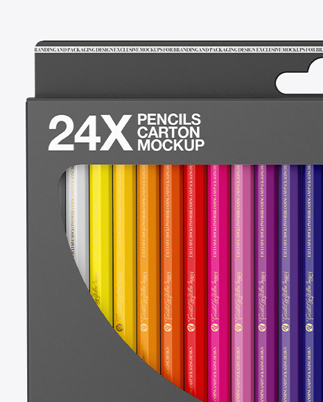 Pencils Carton Pack Mockup PSD #2