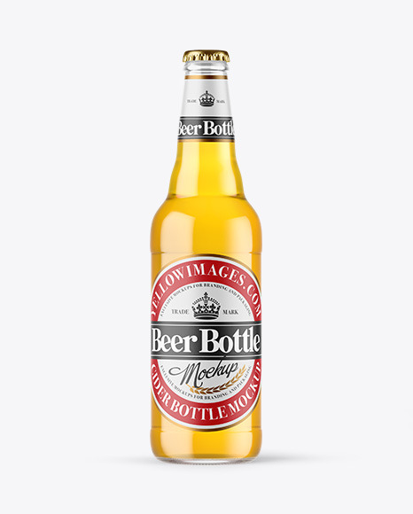 Clear Glass Lager Beer Bottle Mockup