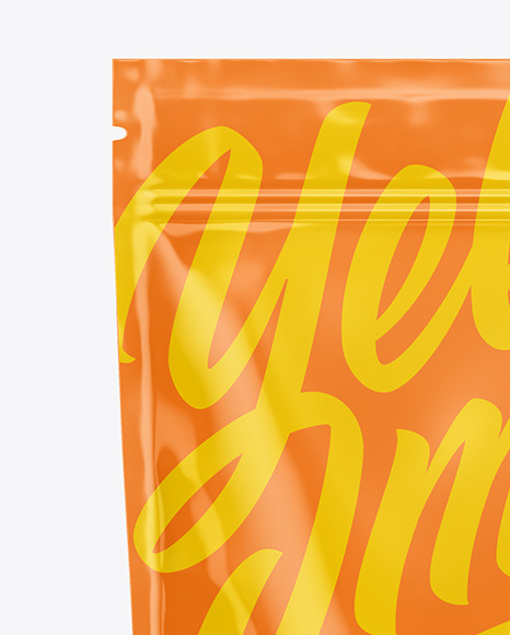 Glossy Stand Up Pouch W  Zipper Mockup PSD #2