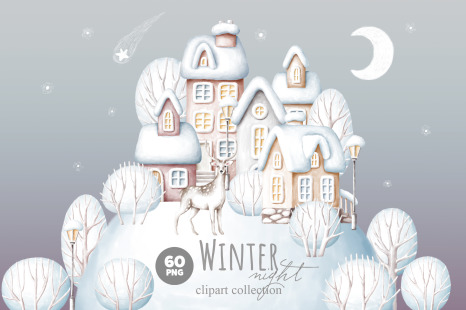 Winter Night clipart collection
