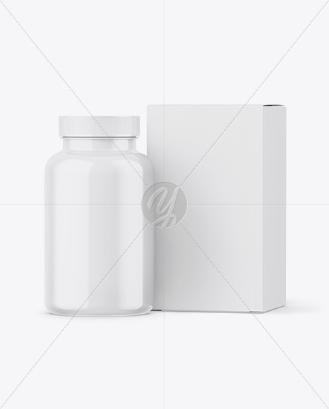 Glossy Plastic Jar with Paper Box Mockup PSD #1